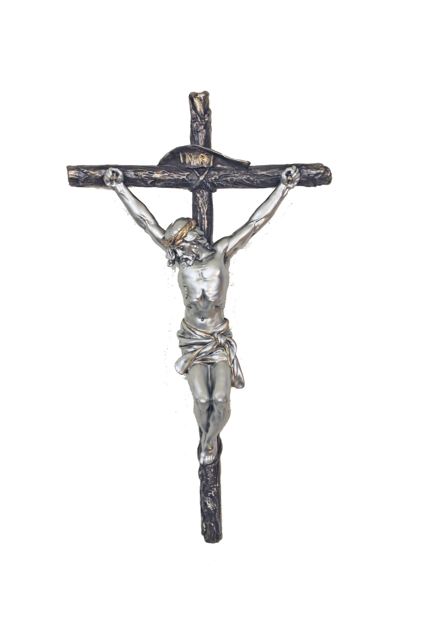 SR-72690-BS Crucifix in Cold Cast Bronze/Pewter Style 16"