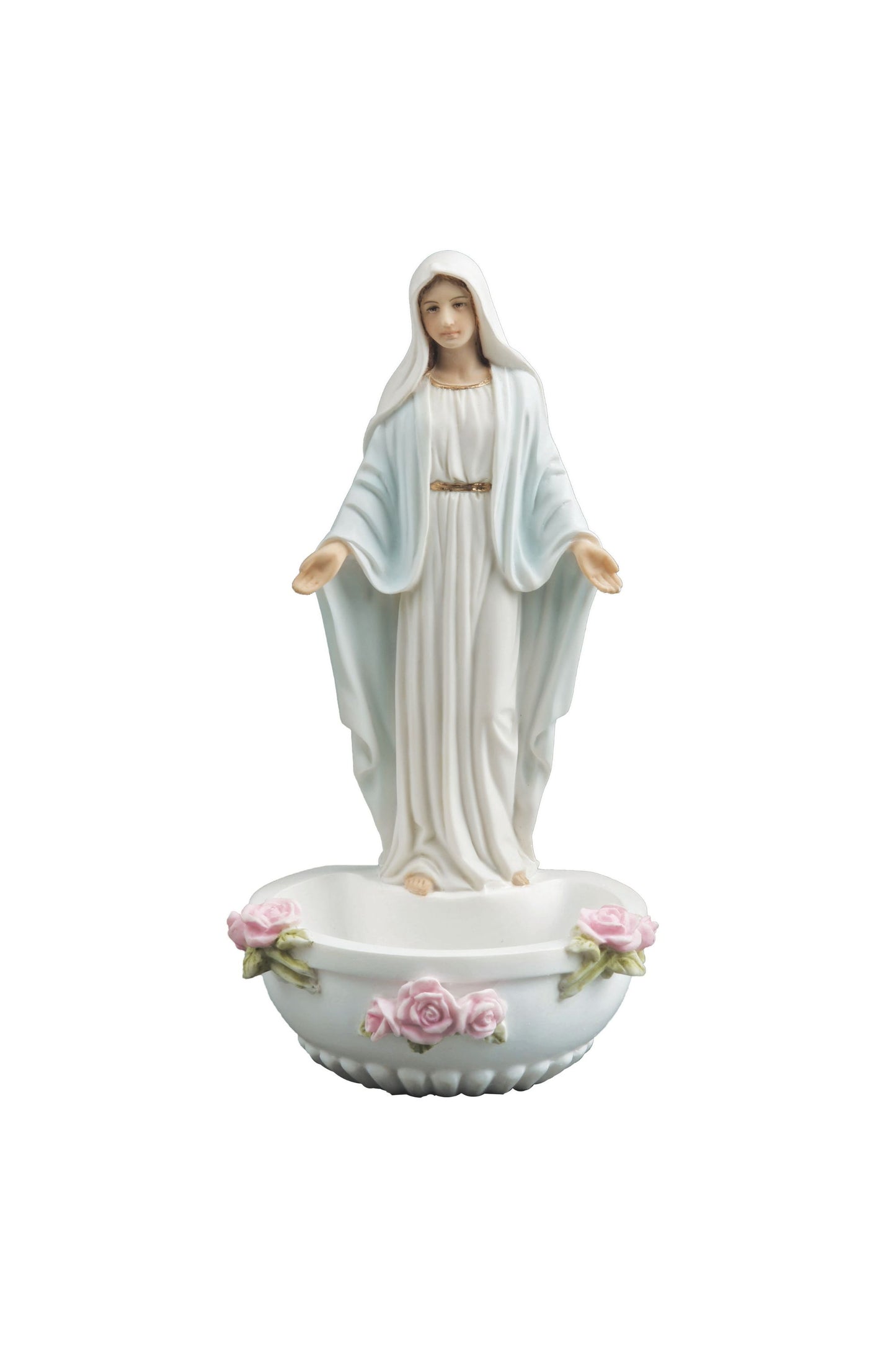 SR-75377-WG Standing/Hanging Lady of Grace Font in White/Hand Painted Features 7.5"