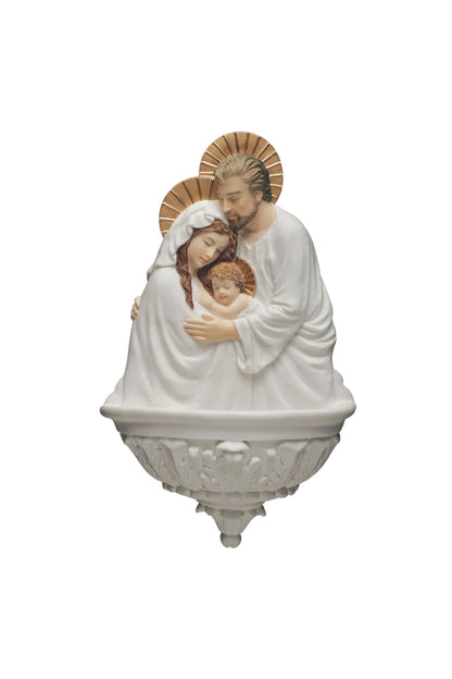 SR-75428-WG Holy Family Font in White/Hand Painted Features 9"