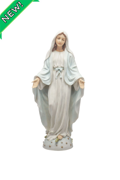 SR-75742-WG Lady of Grace in White/Hand Painted Features 8"