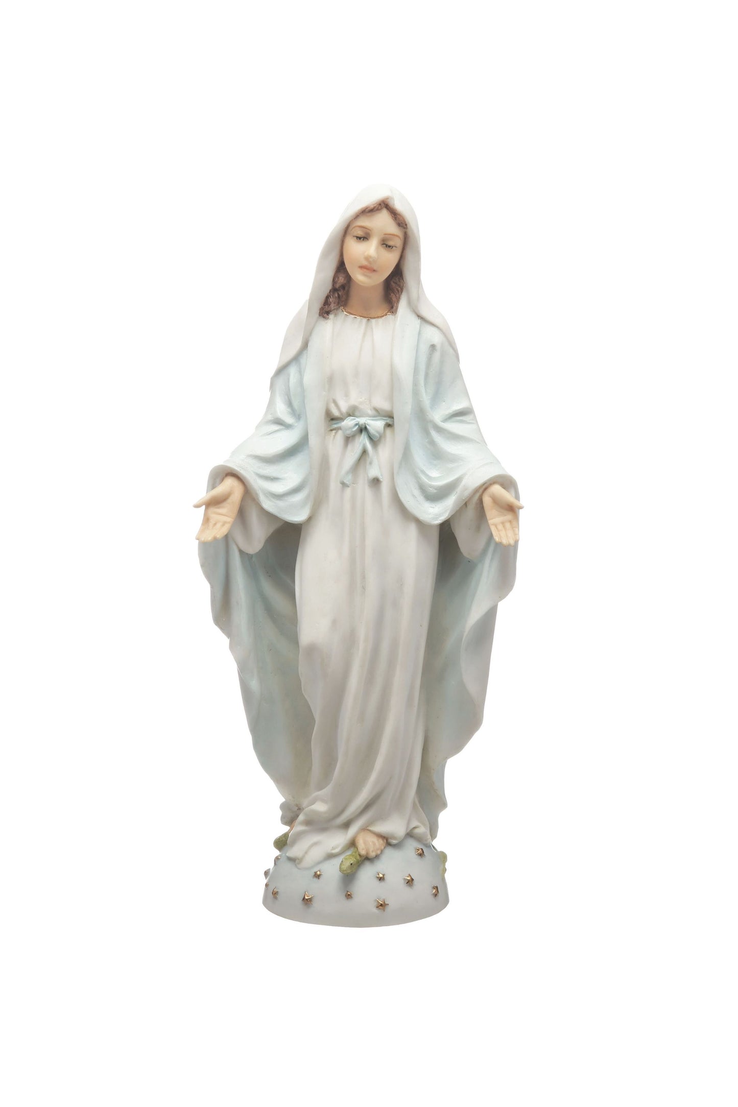 SR-75742-WG Lady of Grace in White/Hand Painted Features 8"