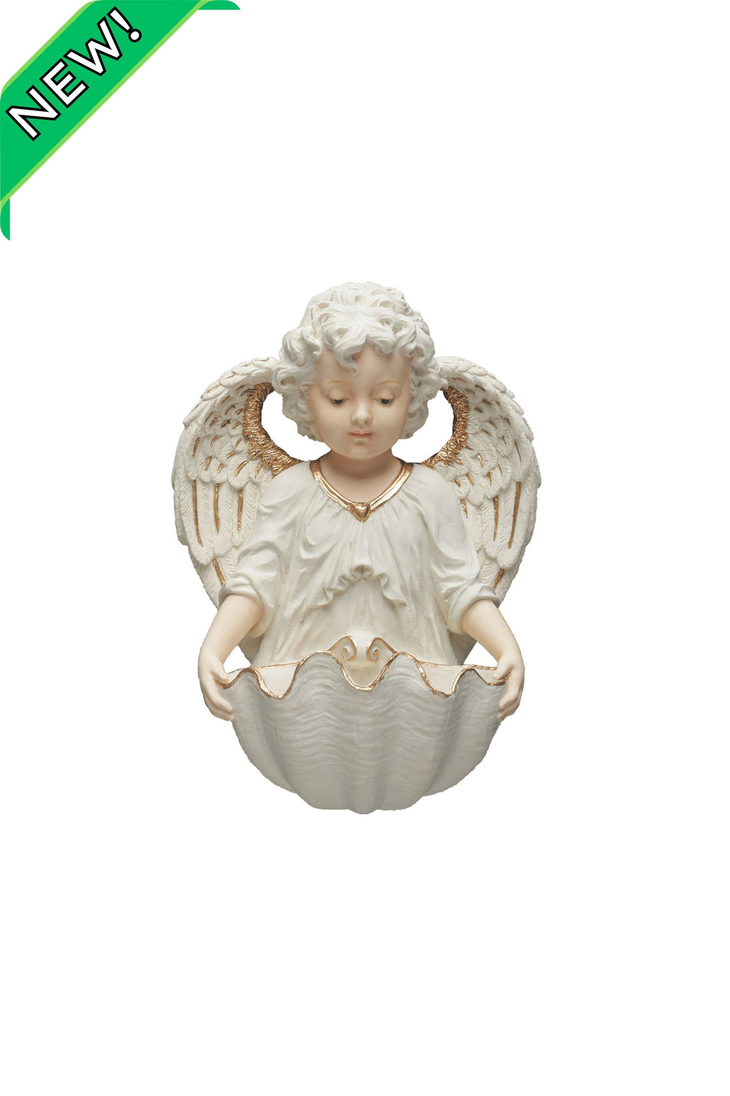 SR-75762-WG Angel Font in White/Hand Painted Features 6"