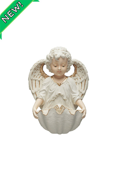 SR-75762-WG Angel Font in White/Hand Painted Features 6"