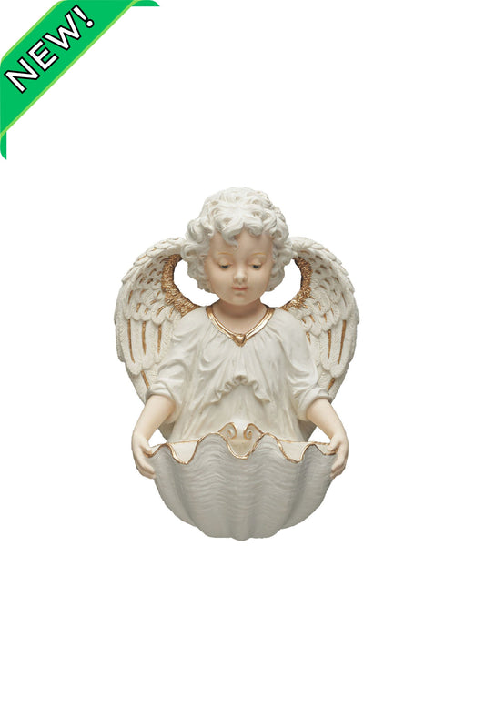 SR-75762-WG Angel Font in White/Hand Painted Features 6"