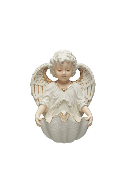 SR-75762-WG Angel Font in White/Hand Painted Features 6"