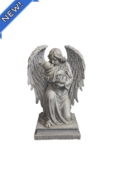 SR-75895-ST Guardian Angel with Child in Stone Finish 7"