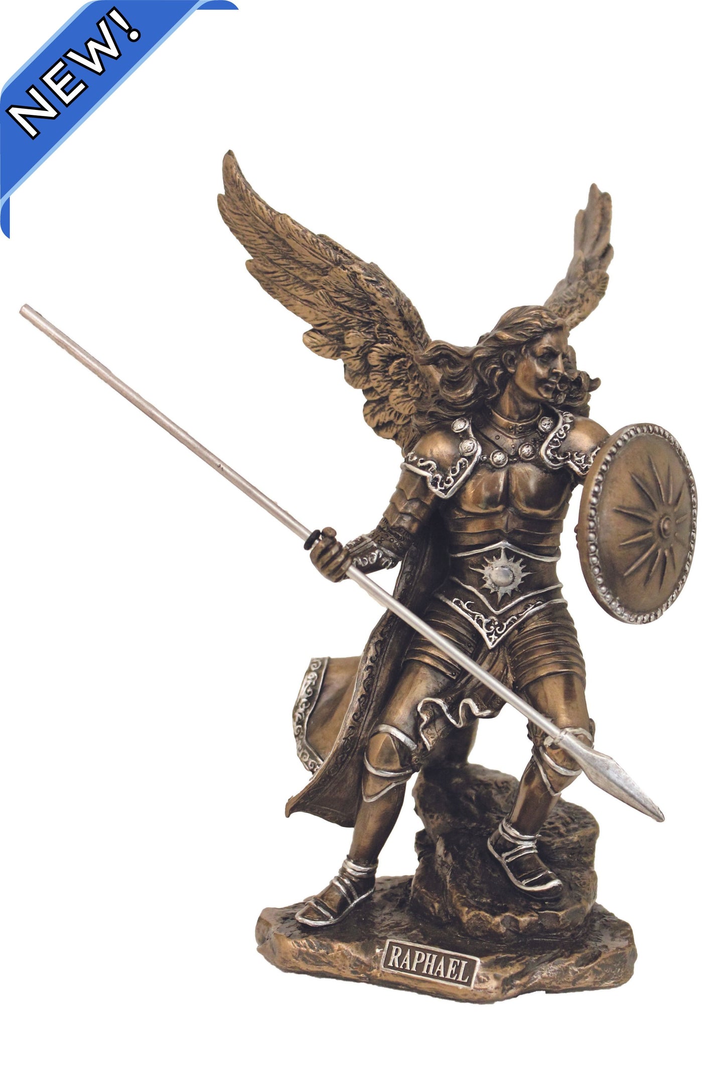 SR-76306-BP Archangel Raphael in Cold Cast Bronze/Pewter Style 9"