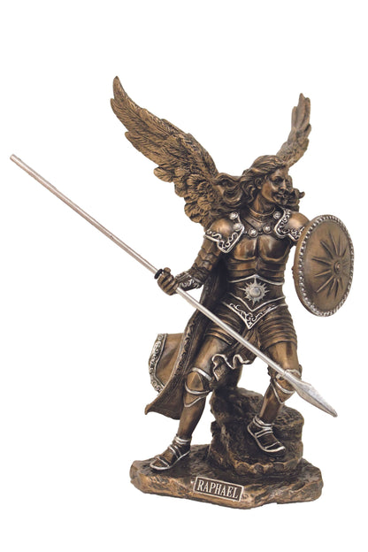 SR-76306-BP Archangel Raphael in Cold Cast Bronze/Pewter Style 9"