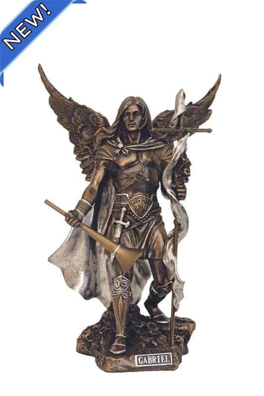 SR-76312-BP Archangel Gabriel in Cold Cast Bronze/Pewter Style 9"