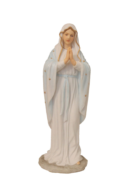 SR-76411-WG Praying Virgin in White with Gold 8"