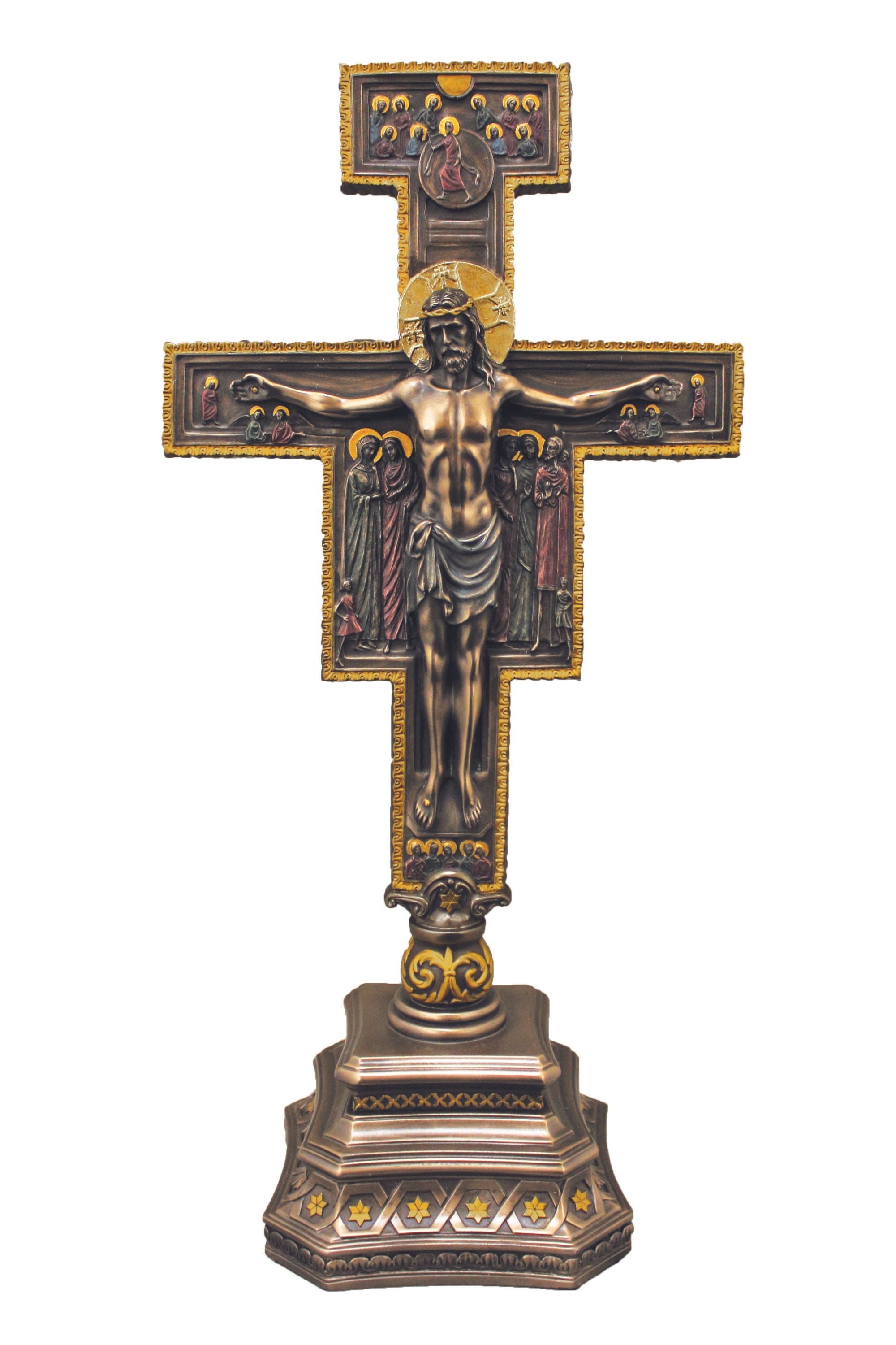 ★超美品★ブリヂストン★CROSS FIRE★18インチ★おまけ付き★直接引取★ SR-76576 Standing San Damian Crucifix in Cold Cast Bronze 7x14