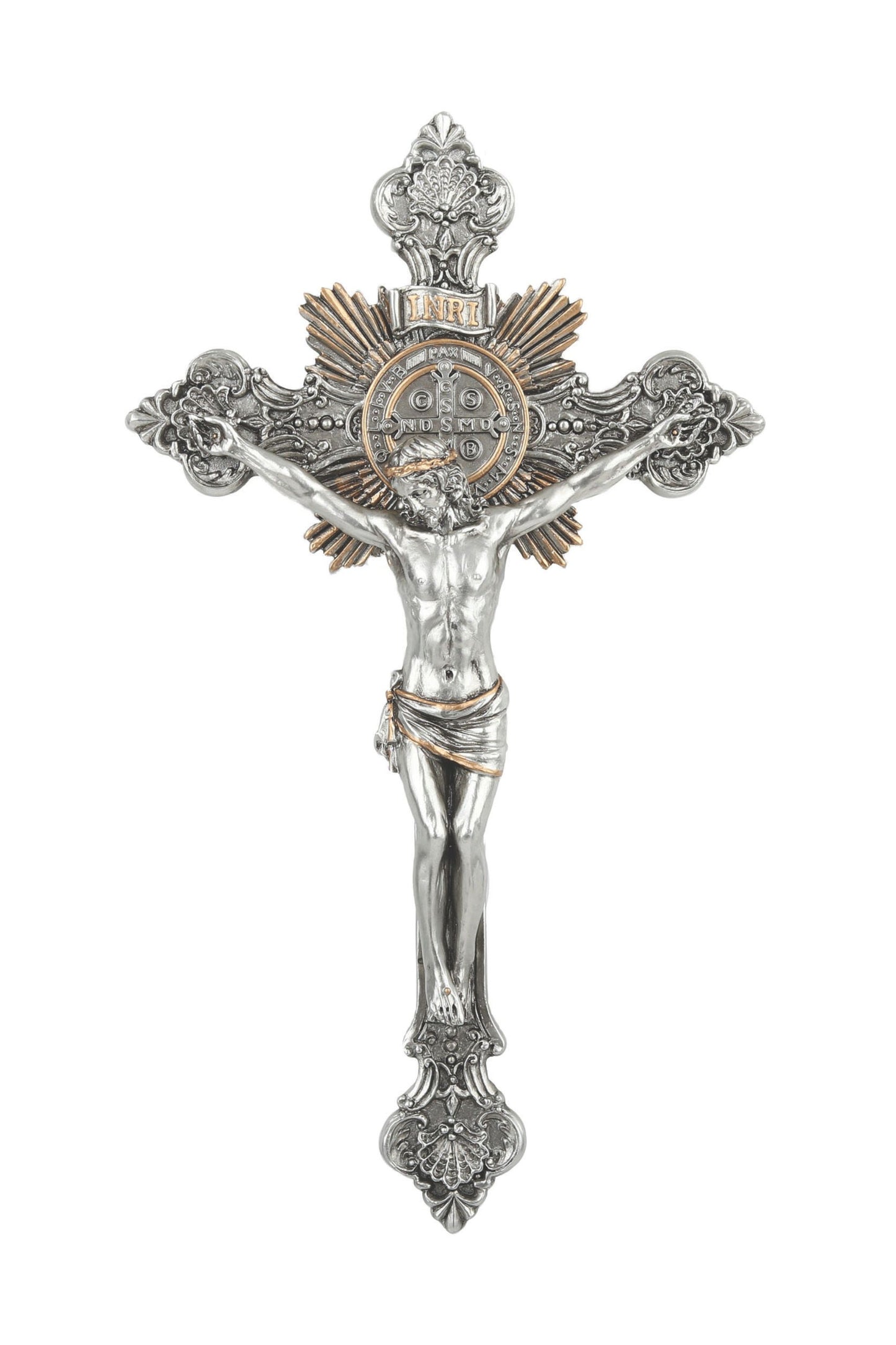 SR-76590-PE St. Benedict Crucifix in Pewter Style 14"