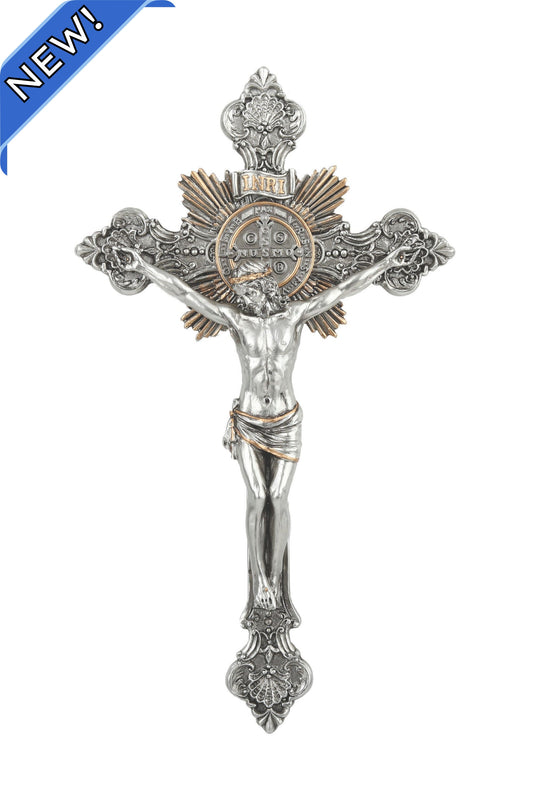 SR-76590-PE St. Benedict Crucifix in Pewter Style 14"