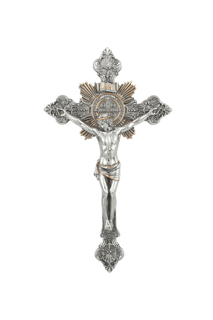 SR-76719-PE St. Benedict Crucifix in Pewter Style  7.75"