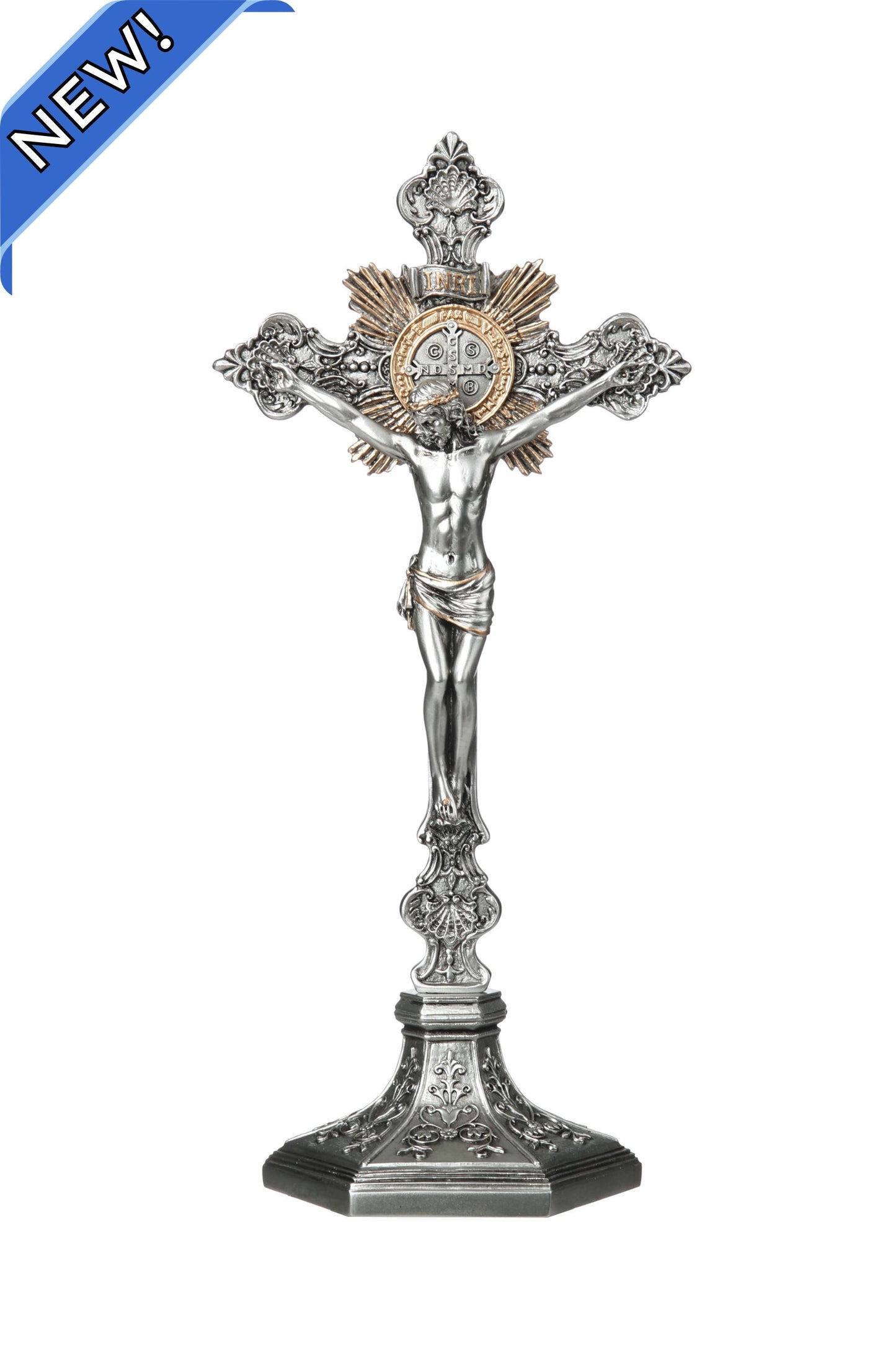 SR-77286-PE St. Benedict Crucifix in Pewter Style 24"/22"