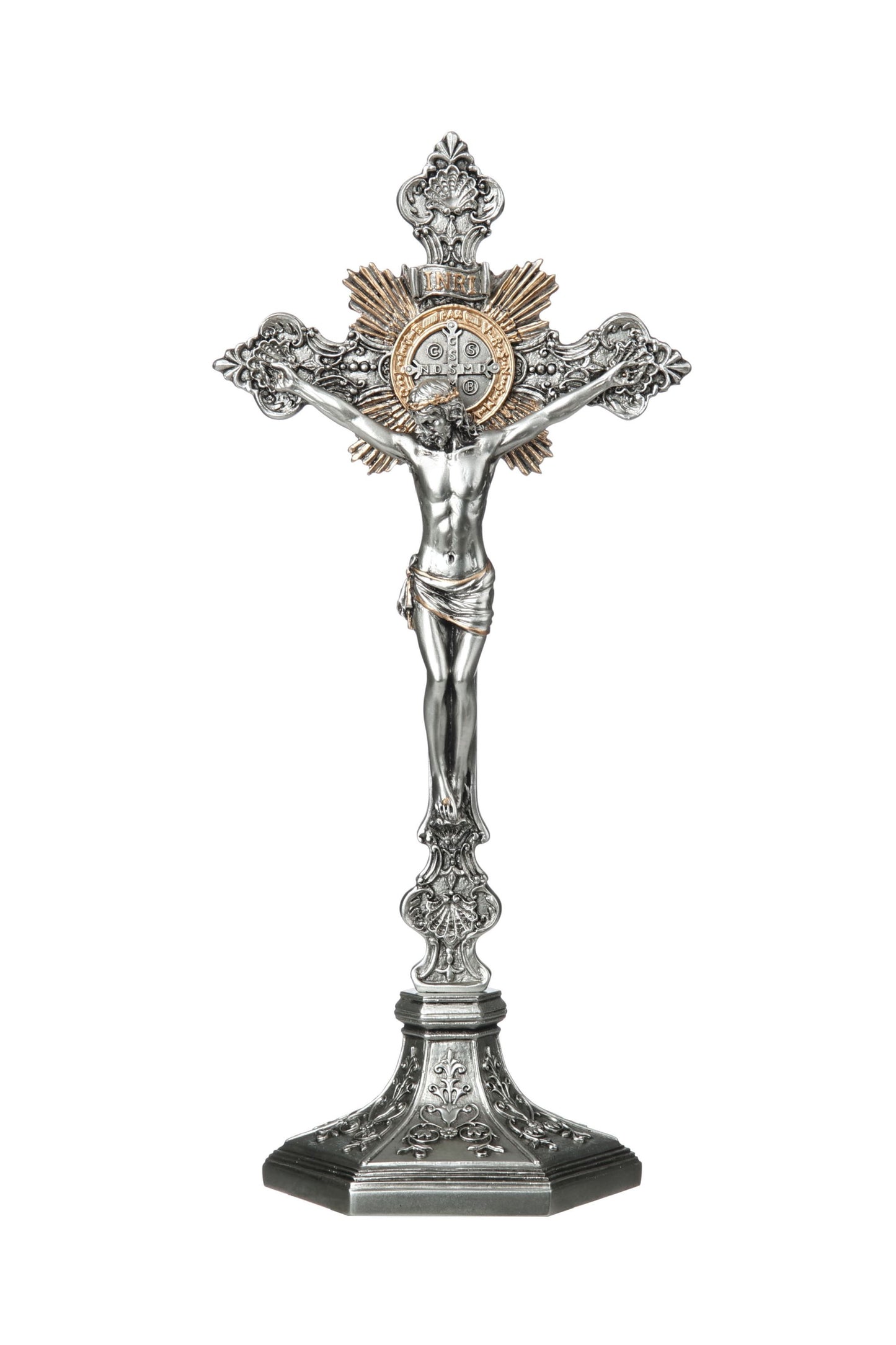SR-77286-PE St. Benedict Crucifix in Pewter Style 24"/22"