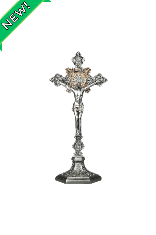 SR-77600-PE Standing St. Benedict Crucifix Pewter Style 9.5"
