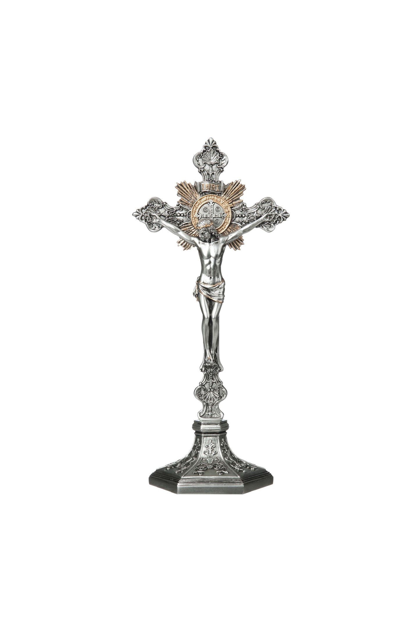 SR-77600-PE Standing St. Benedict Crucifix Pewter Style 9.5"