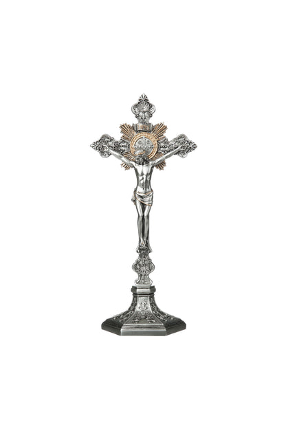SR-77600-PE Standing St. Benedict Crucifix Pewter Style 9.5"