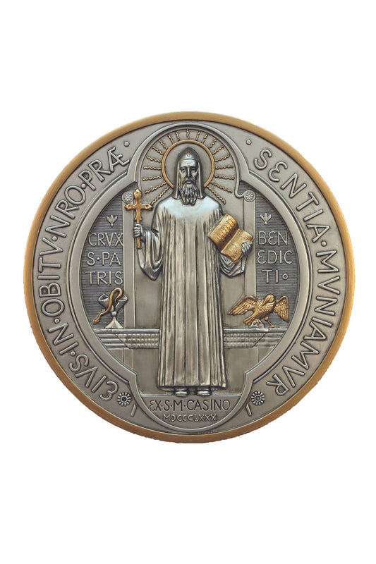SR-77652-PE St. Benedict Medal in Pewter Style 7"