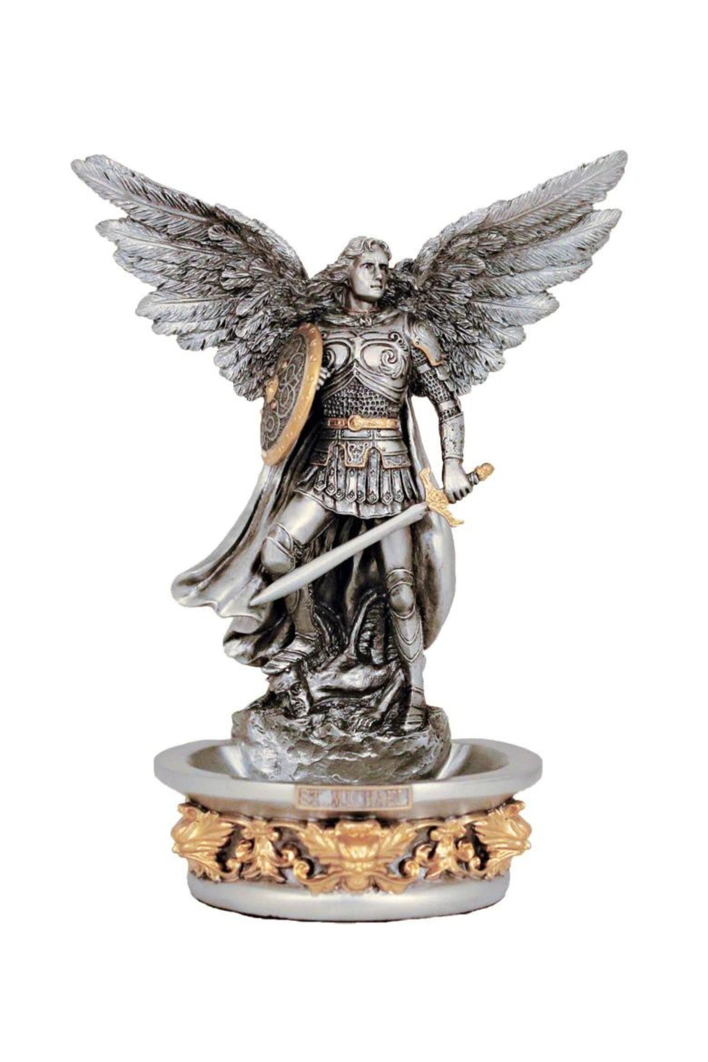 SR-77799-PE St. Michael Font in Pewter Style 7.25"