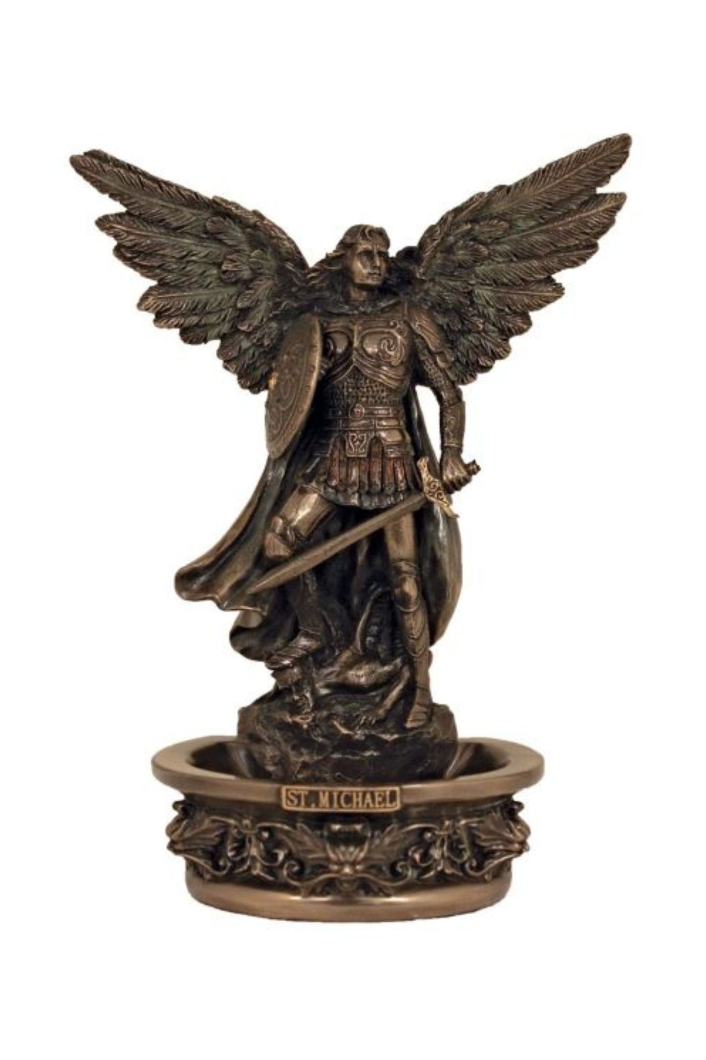 SR-77799 Standing/Hanging St. Michael Font in Cold Cast Bronze 7.25