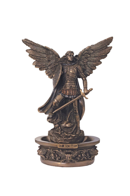 SR-77799 Standing/Hanging St. Michael Font in Cold Cast Bronze 7.25