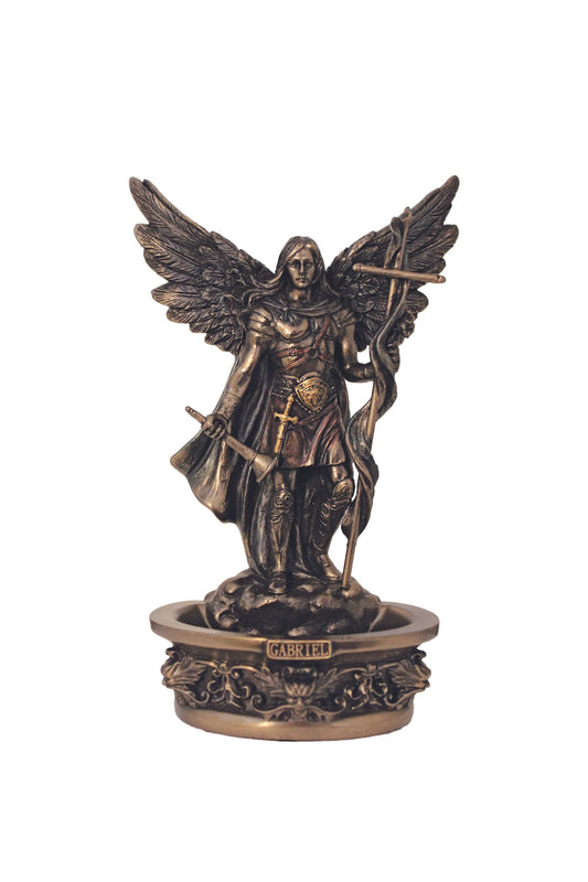 SR-77800 Standing/Hanging Archangel Gabriel Font in Cold Cast Bronze 7.25"