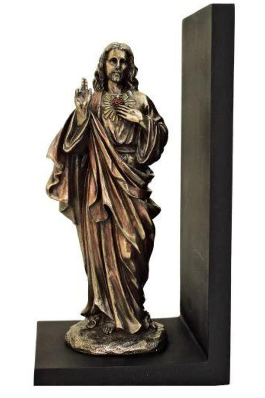 SR-77854 Sacred Heart of Jesus Bookend in Cold Cast Bronze 9"