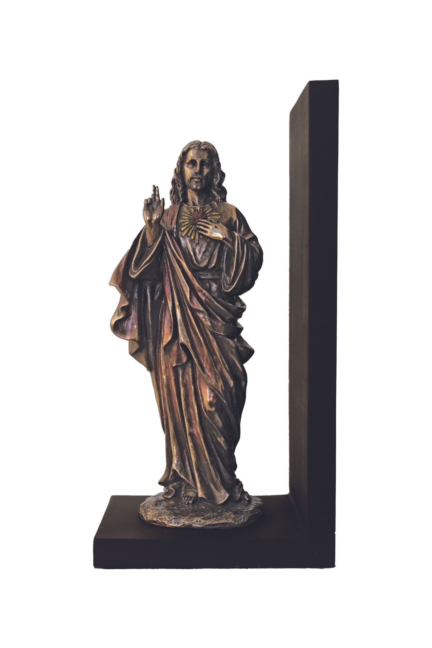 SR-77854 Sacred Heart of Jesus Bookend in Cold Cast Bronze 9"