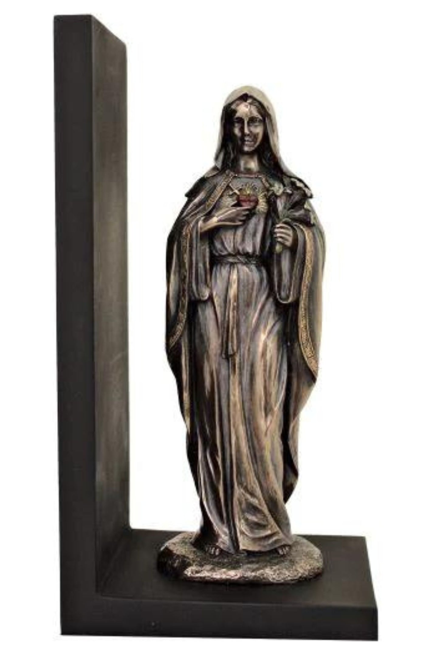 SR-77855 Immaculate Heart of Mary Bookend in Cold Cast Bronze 9"