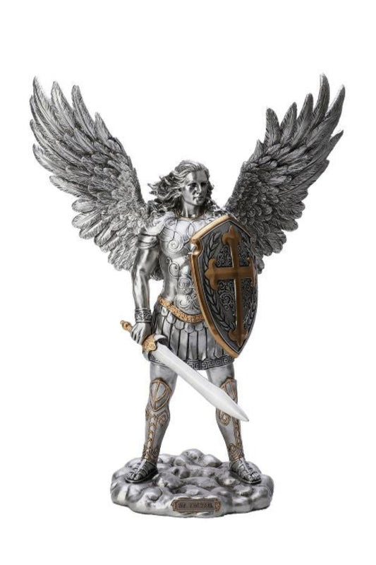 SR-77968-PE Archangel Michael in Pewter Style 7.5"