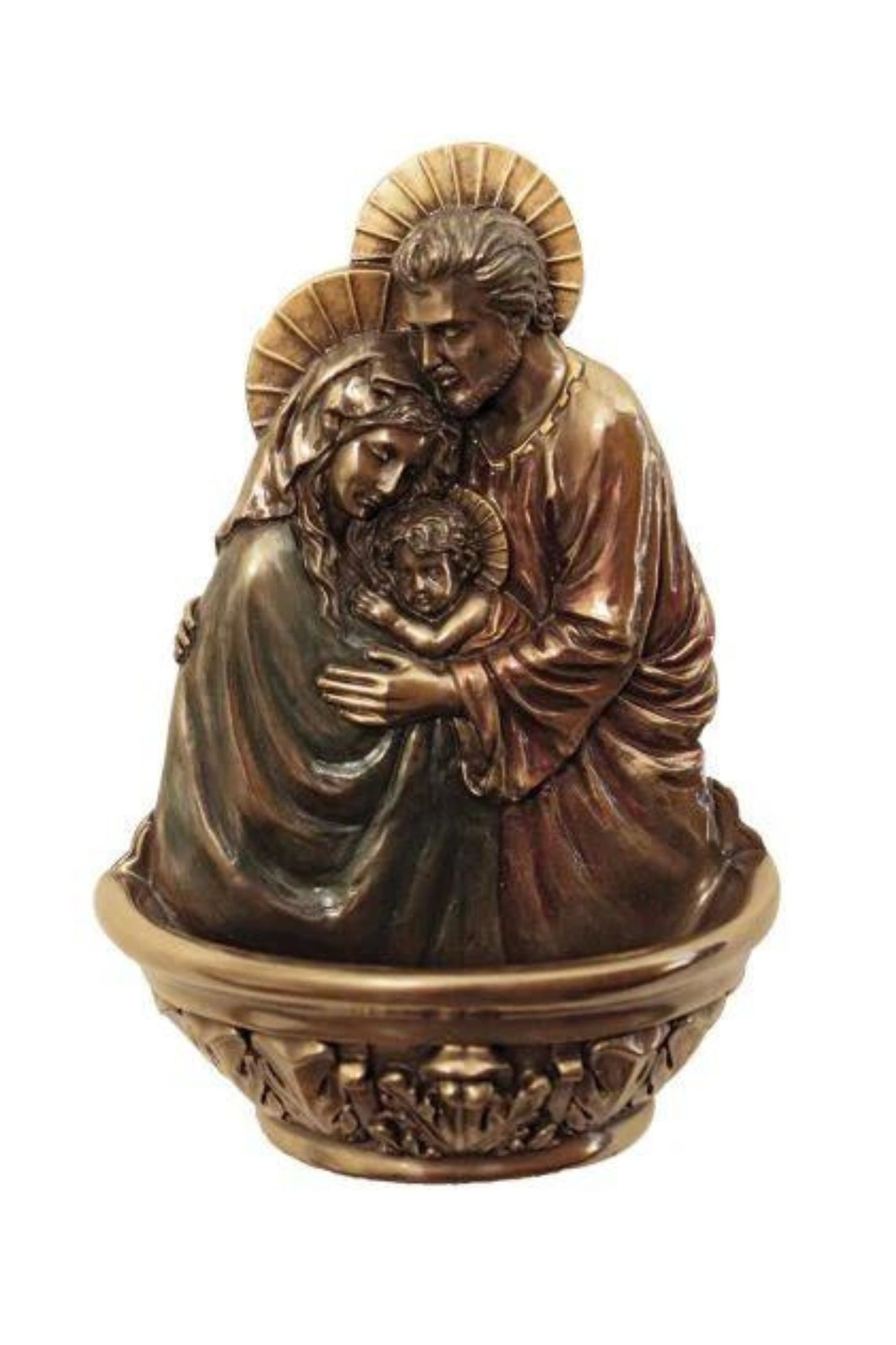 SR-78022 Standing/Hanging Holy Family Font in Cold Cast Bronze 7"