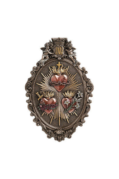 SR-78619 Three Hearts Plaque in Cold Cast Bronze