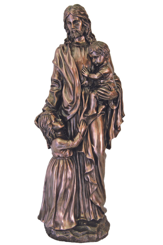 SRA-CC35 Christ with Children in Cold Cast Bronze 35"