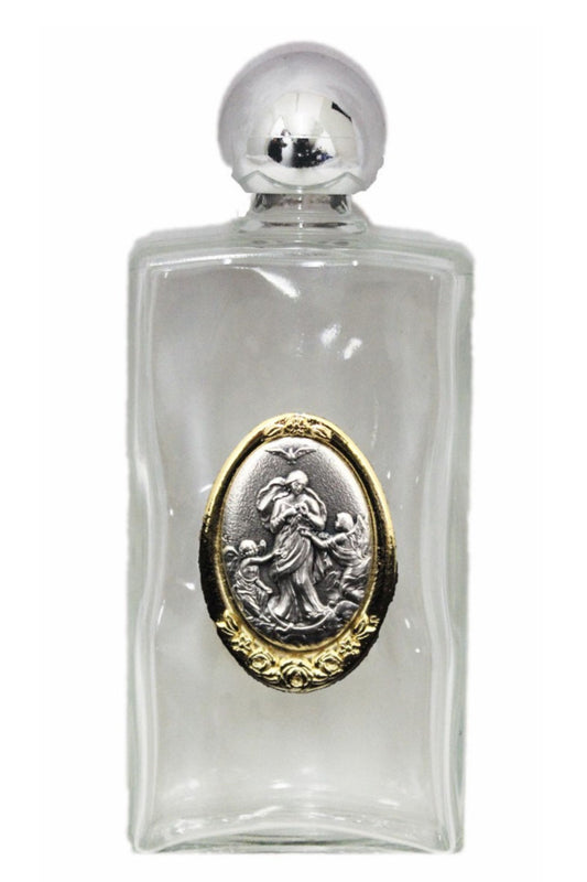 WB13-KNOTS Our Lady Untier of Knots Large Holy Water Bottle 2x5"