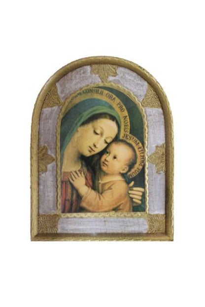 Z-530-30 Our Lady of Good Counsel Florentine plaque 5.5x7.5"