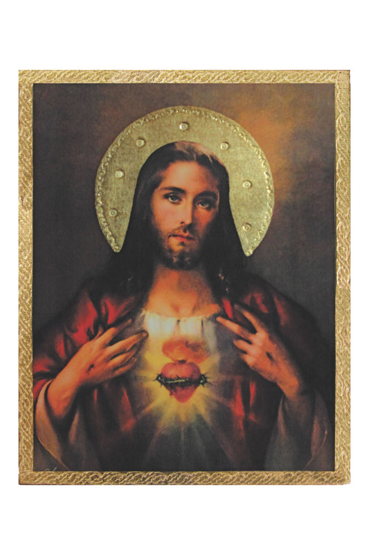 L-115-1017 Sacred Heart of Jesus by Simeoni Florentine Plaque 13x16.5"