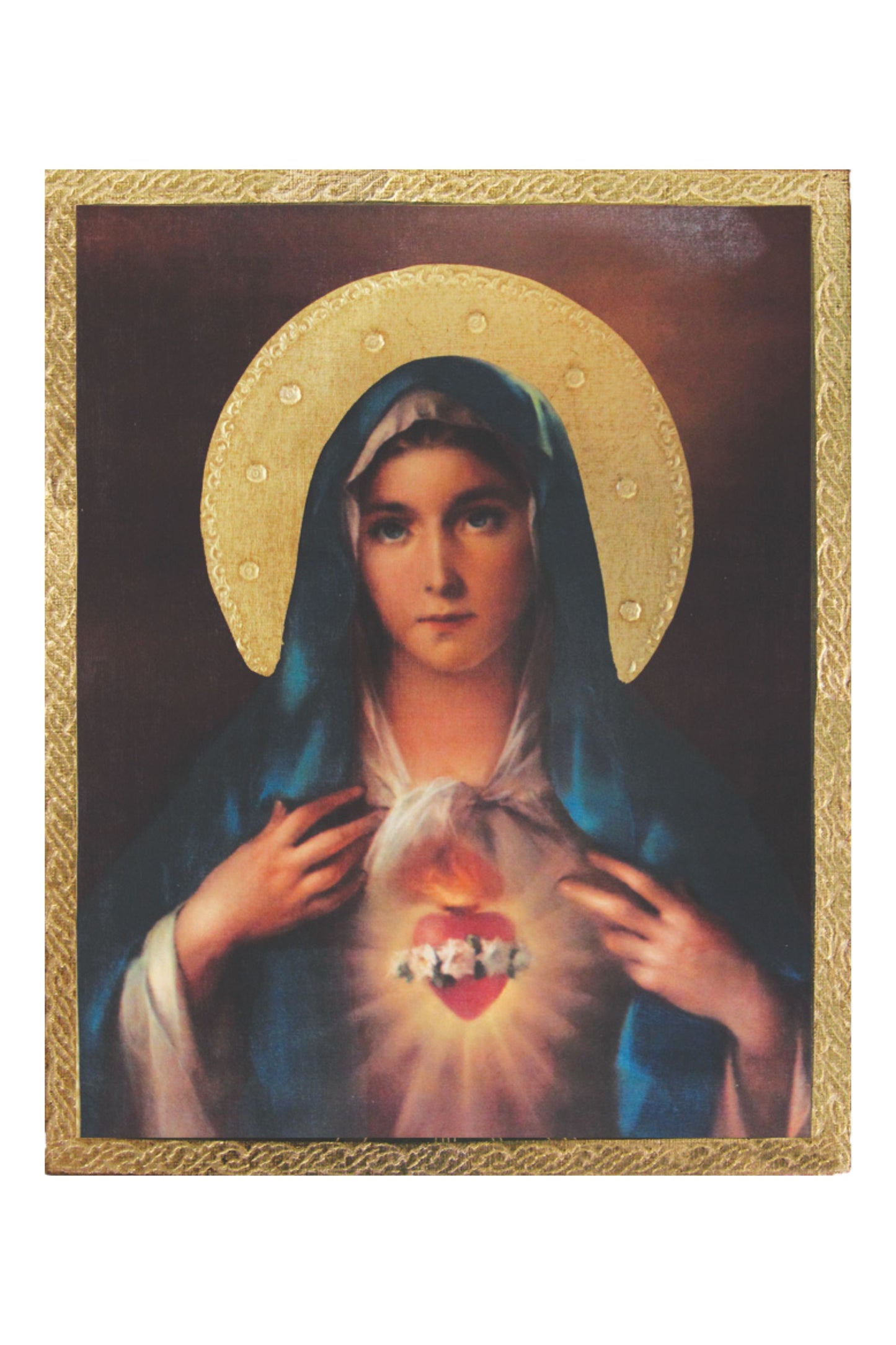 L-115-1018 Immaculate Heart of Mary by Simeoni Florentine Plaque 13x16.5"