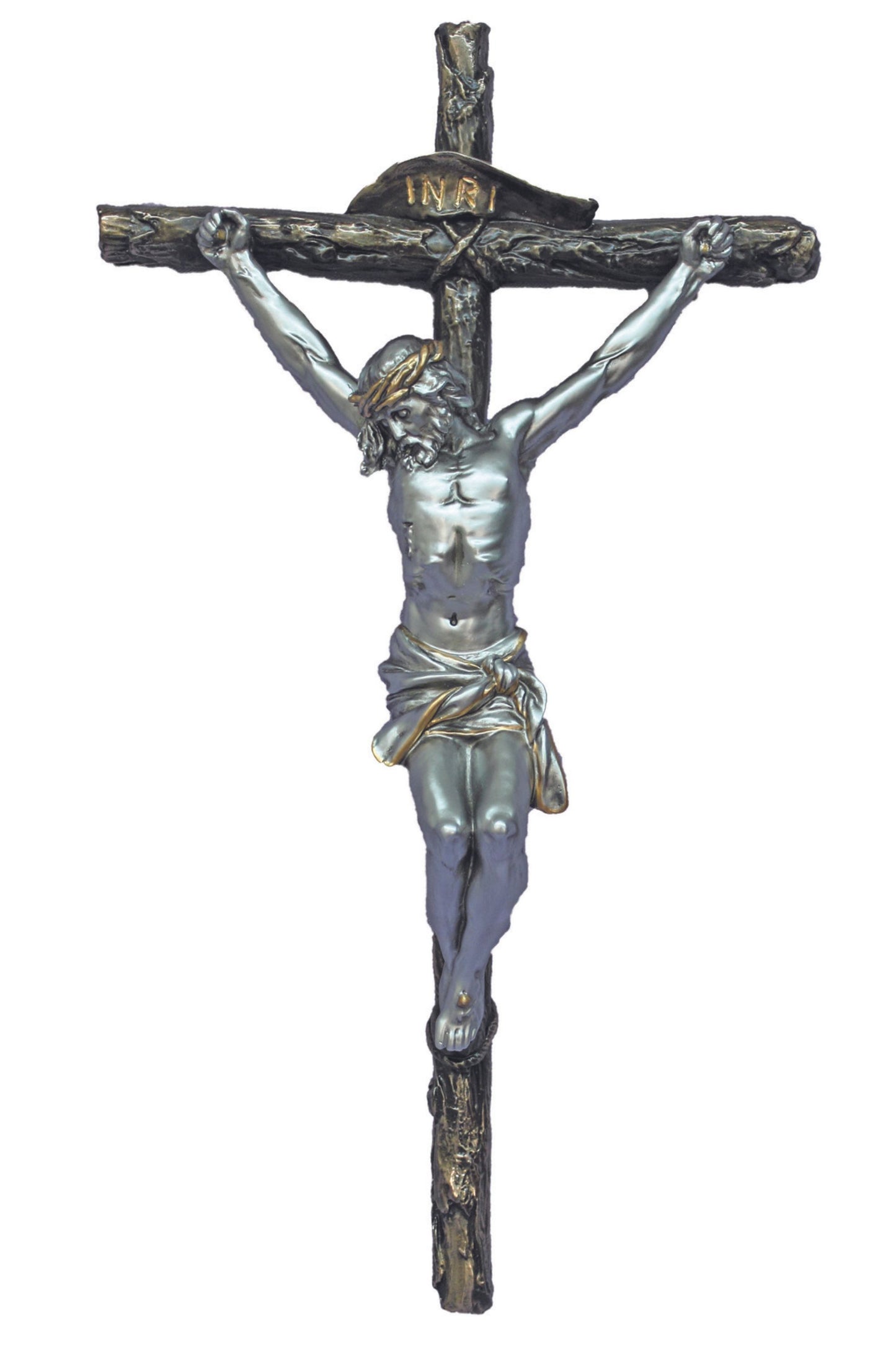 SR-72690-BS Crucifix in Cold Cast Bronze/Pewter Style 16"