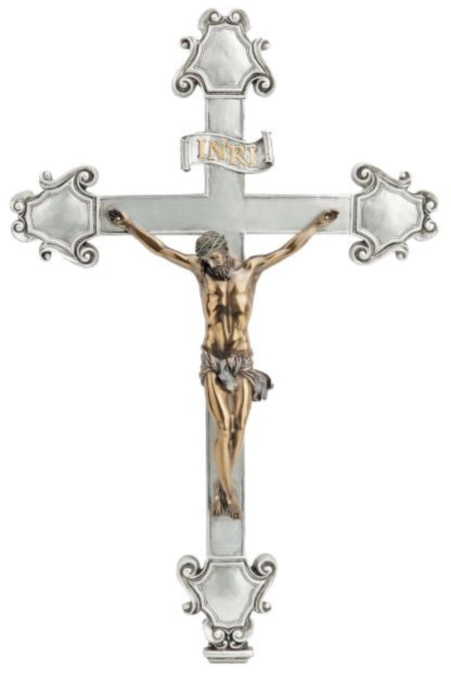 SR-73128-PB Crucifix in Pewter Style/Cold Cast Bronze 16"