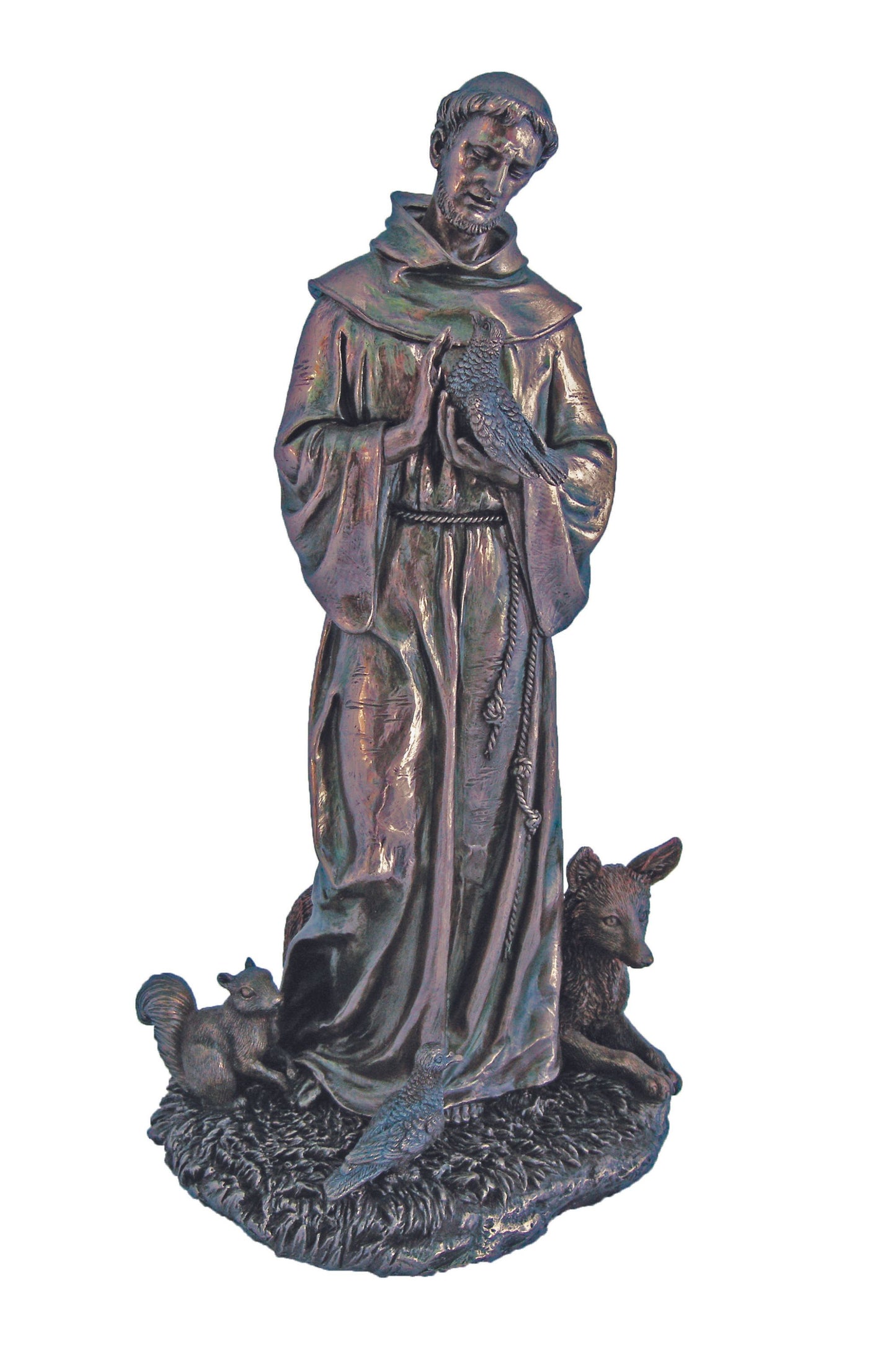 SR-75047 St. Francis with Animals in Cold Cast Bronze 12"