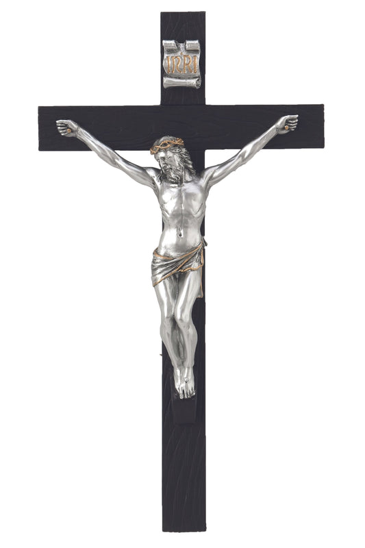 SR-75216-BLK Crucifix in Black/Pewter Style 10"