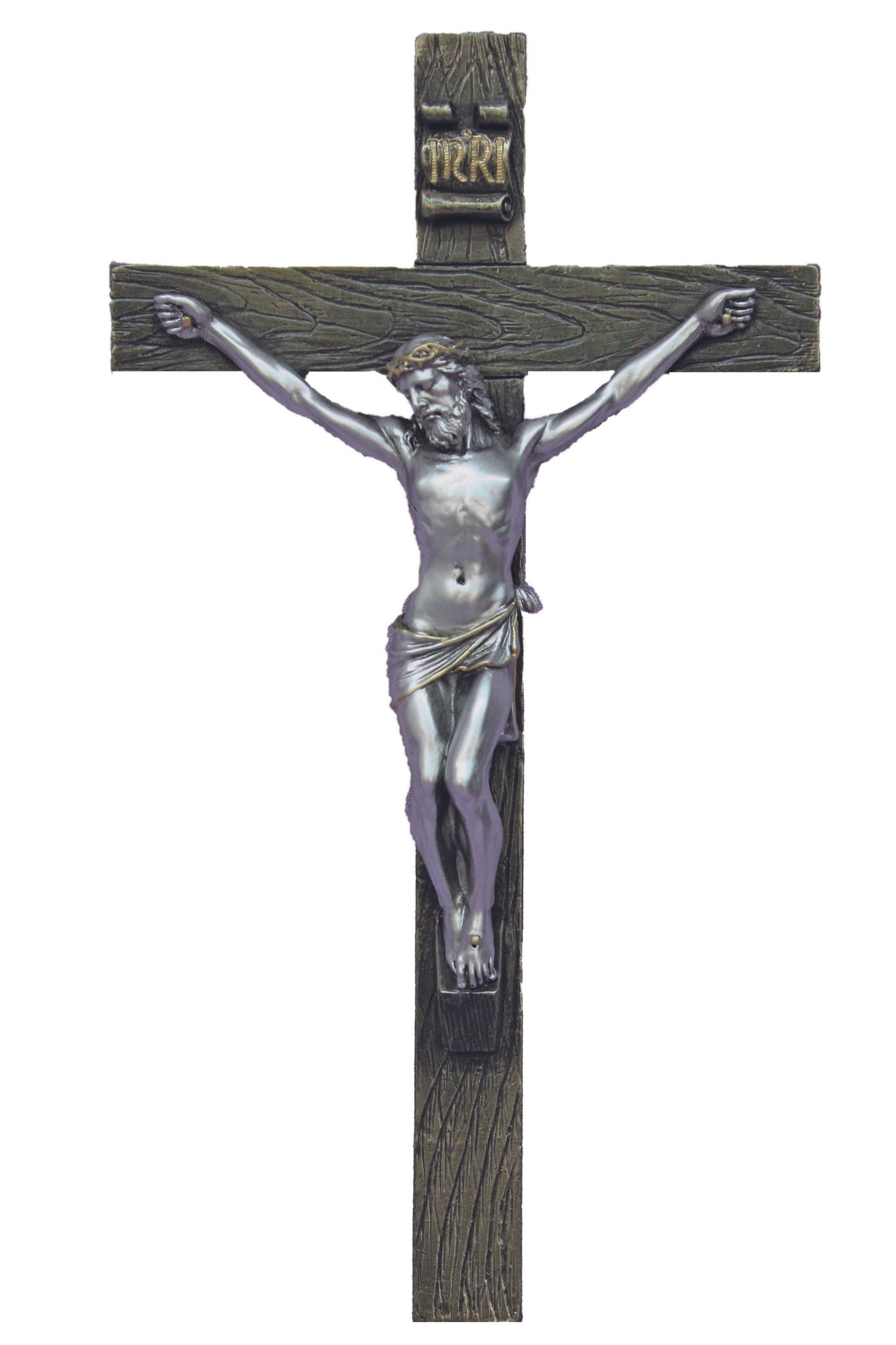 SR-75216-BS Crucifix in Cold Cast Bronze/Pewter Style 10"