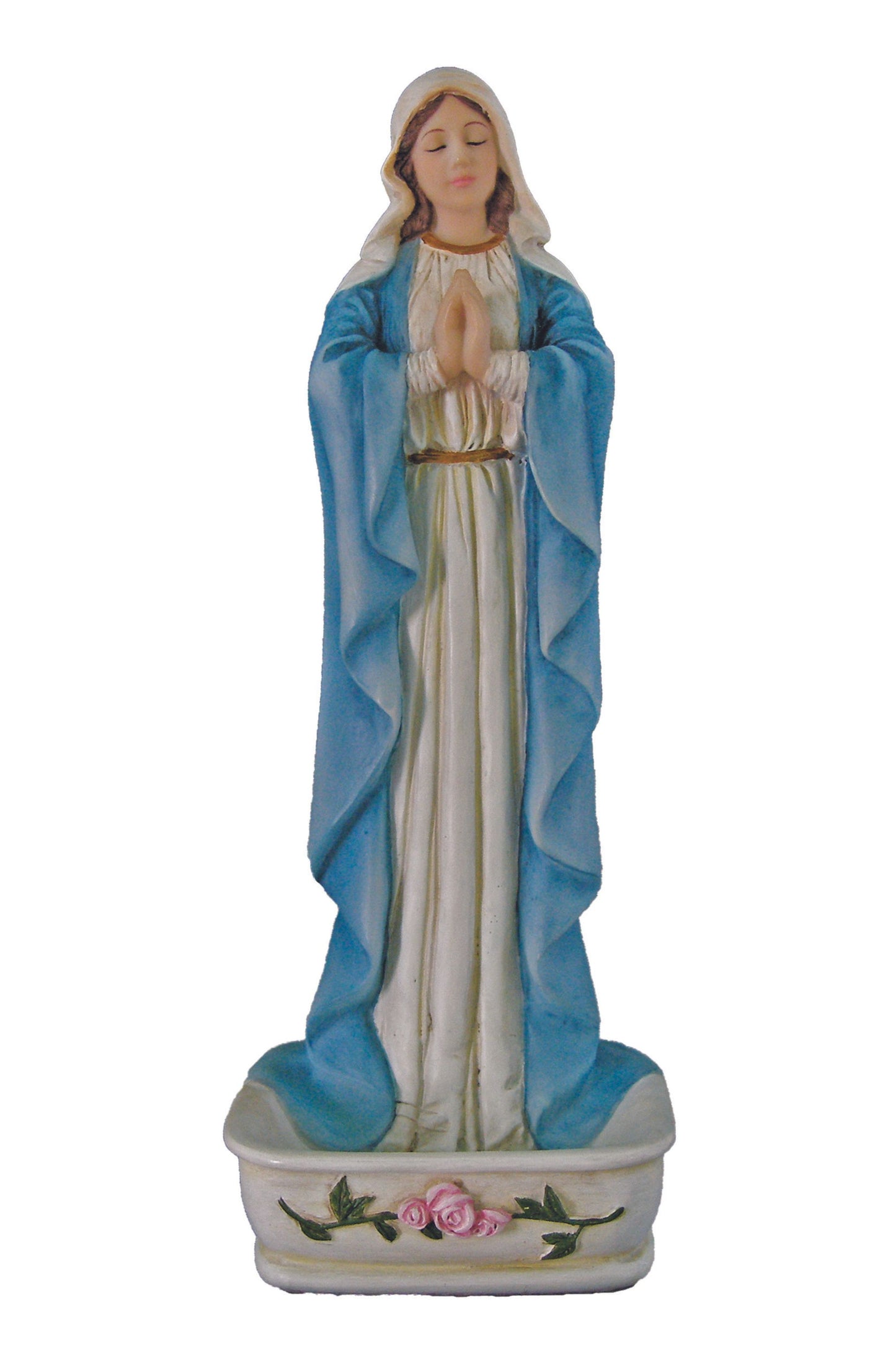 SR-75403-C Standing Praying Virgin Rosary Holder/Font in Color 6.25"