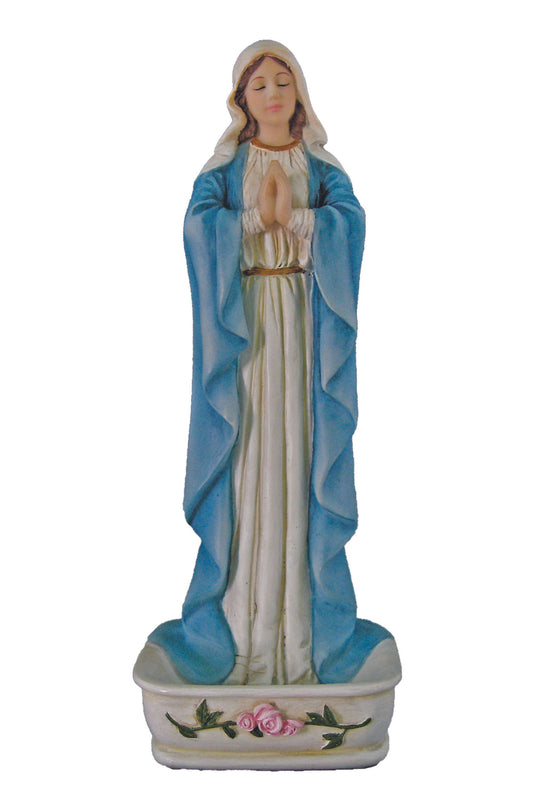 SR-75403-C Praying Virgin Rosary Holder/Font in Color 6.25"