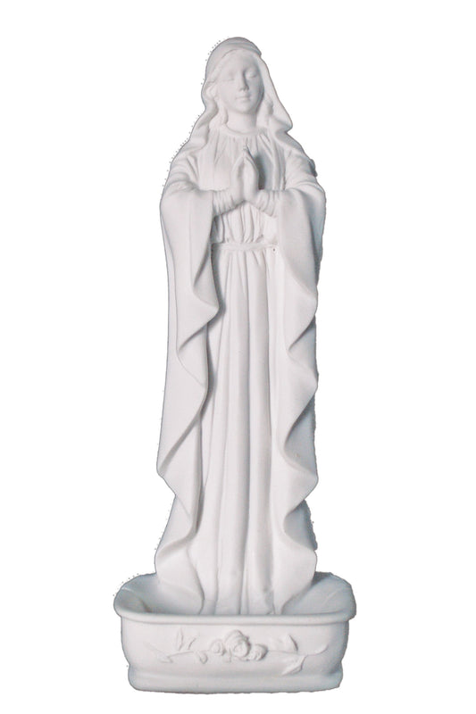 SR-75403-W Praying Virgin Rosary Holder/Font in White 6.25"