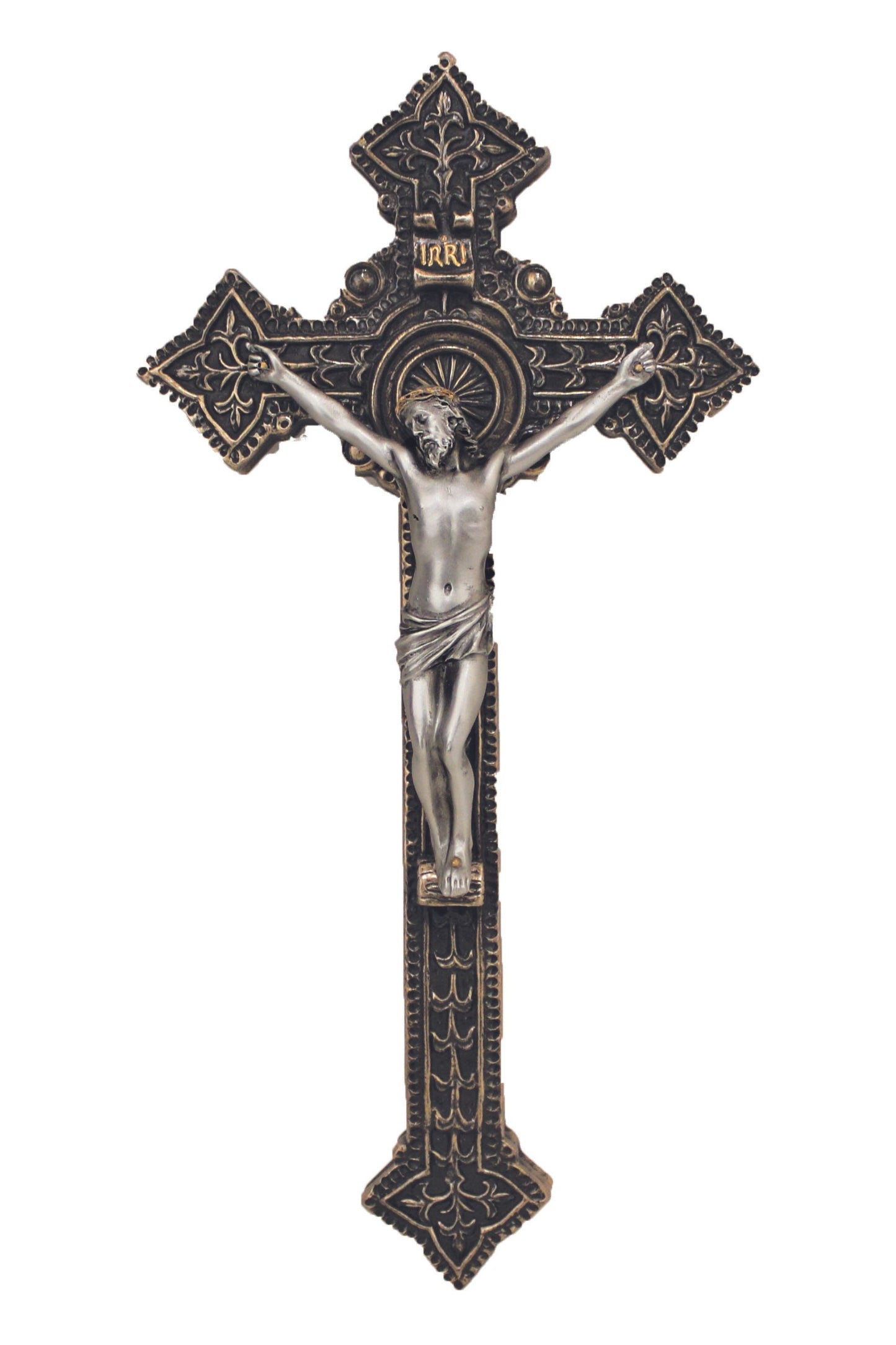 SR-75417-BS Crucifix in Cold Cast Bronze/Pewter Style 9"