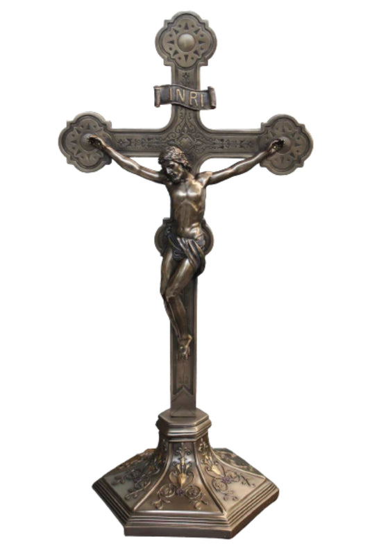 SR-75543 Standing Ornate Crucifix in Cold Cast Bronze 22.5"
