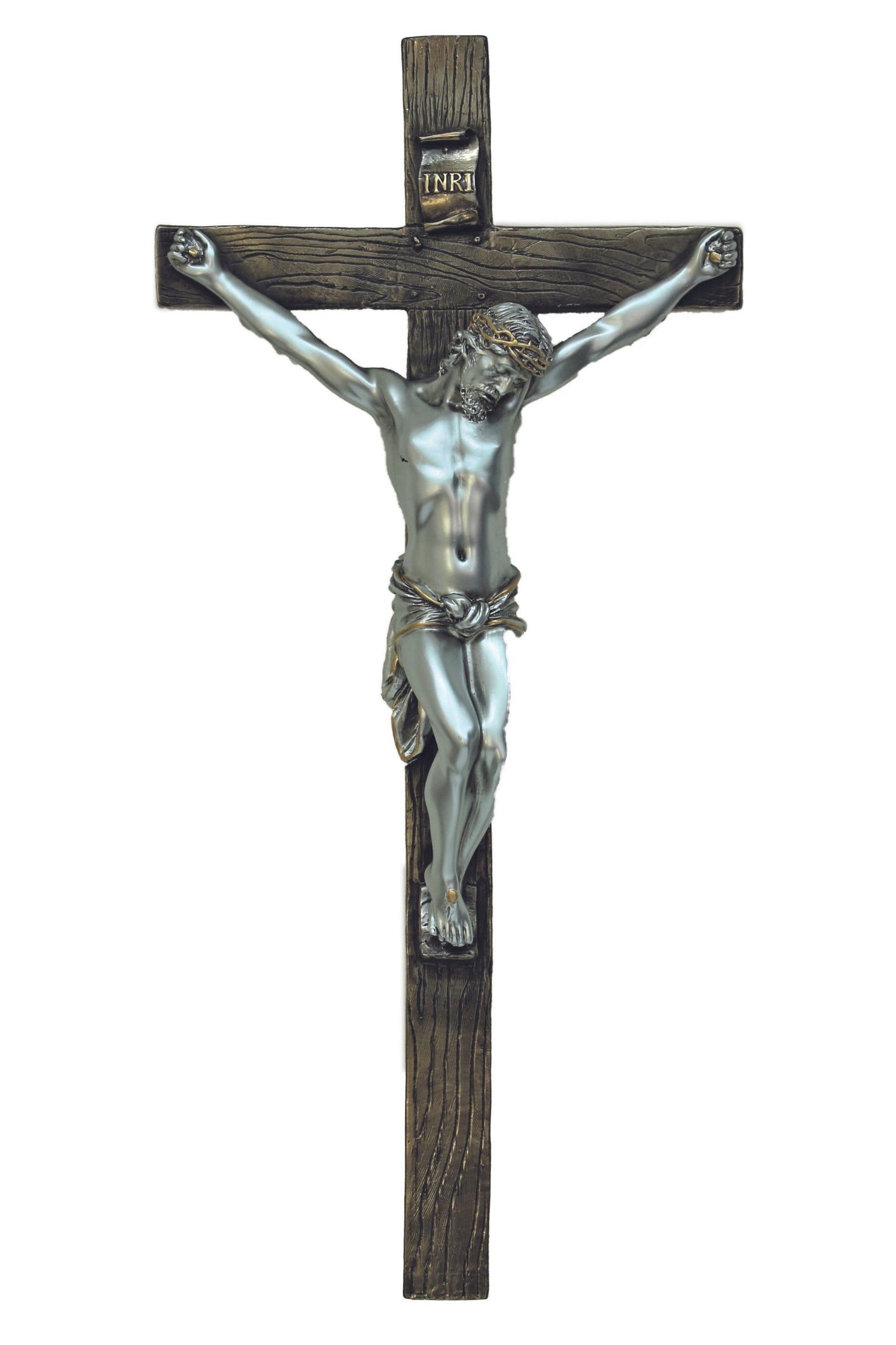 SR-75596-BS Crucifix in Cold Cast Bronze/Pewter Style 13"